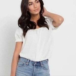 Madewell Texture & Thread Short Sleeve‎ Peasant Top White Size Style XXS L2939